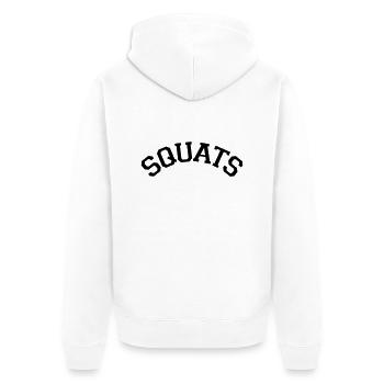 Squats Varsity Stye - Unisex Premium Organic Zip Hoodie - white - Back - Thijin (182cm)