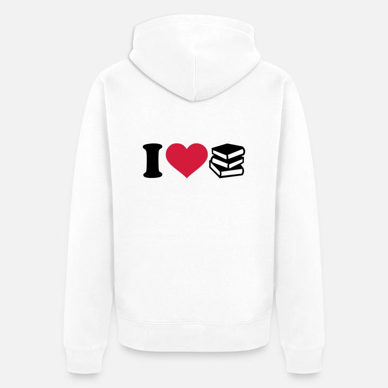 Bücher - Unisex Premium Bio Zip Hoodie - Weiß