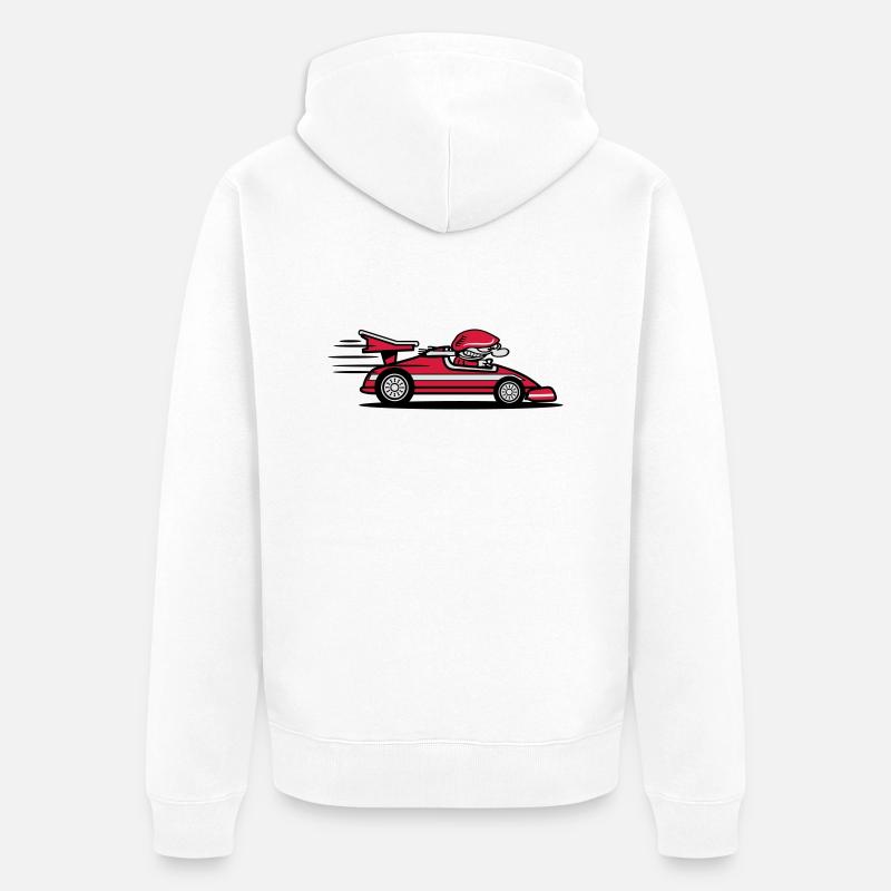 voiture de course drôle - Veste à capuche bio Premium Unisexe - blanc