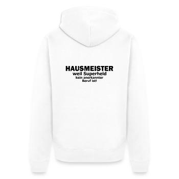 Hausmeister - Unisex Premium Bio Zip Hoodie - Weiß - Hinten - Thijin (182cm)