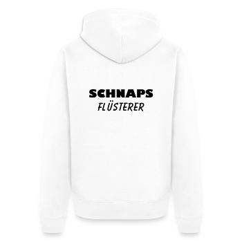 Schnaps Flüsterer - Unisex Premium Bio Zip Hoodie - Weiß - Hinten - Thijin (182cm)