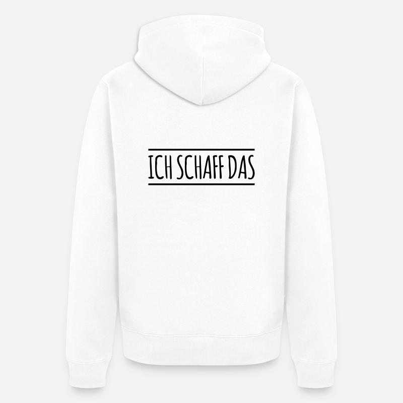 Ich schaff das - Linie - Unisex Premium Bio Zip Hoodie - Weiß