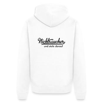 Nichtraucher - Unisex Premium Bio Zip Hoodie - Weiß - Hinten - Thijin (182cm)