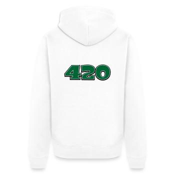420 - Unisex Premium Bio Zip Hoodie - Weiß - Hinten - Thijin (182cm)