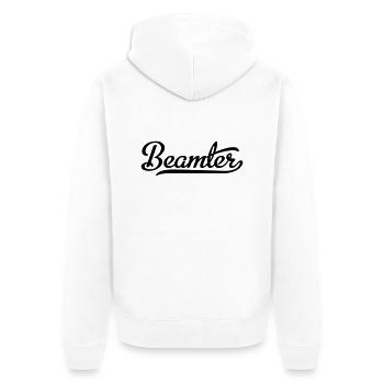 Beamter - Unisex Premium Bio Zip Hoodie - Weiß - Hinten - Thijin (182cm)