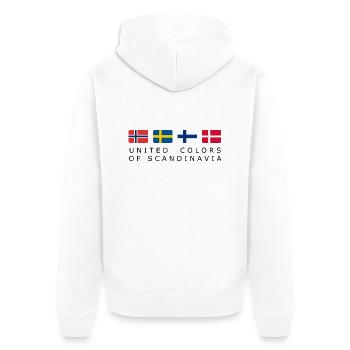 UNITED COLORS OF SCANDINAVIA black-lettered - Unisex Premium Organic Zip Hoodie - white - Back - Thijin (182cm)