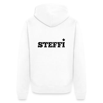 steffi_stern - Unisex Premium Bio Zip Hoodie - Weiß - Hinten - Thijin (182cm)