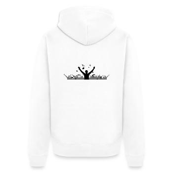 Menschen - Konzert Festival - Unisex Premium Bio Zip Hoodie - Weiß - Hinten - Thijin (182cm)