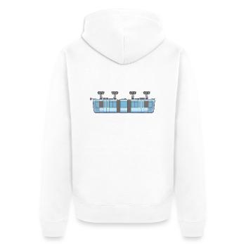 Schwebebahn kurz - Unisex Premium Bio Zip Hoodie - Weiß - Hinten - Thijin (182cm)