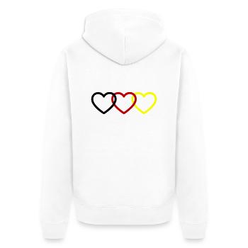 Deutschland Herzen - Unisex Premium Bio Zip Hoodie - Weiß - Hinten - Thijin (182cm)