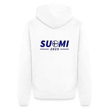 Finnland 2025 Suomi - Unisex Premium Bio Zip Hoodie - Weiß - Hinten - Thijin (182cm)