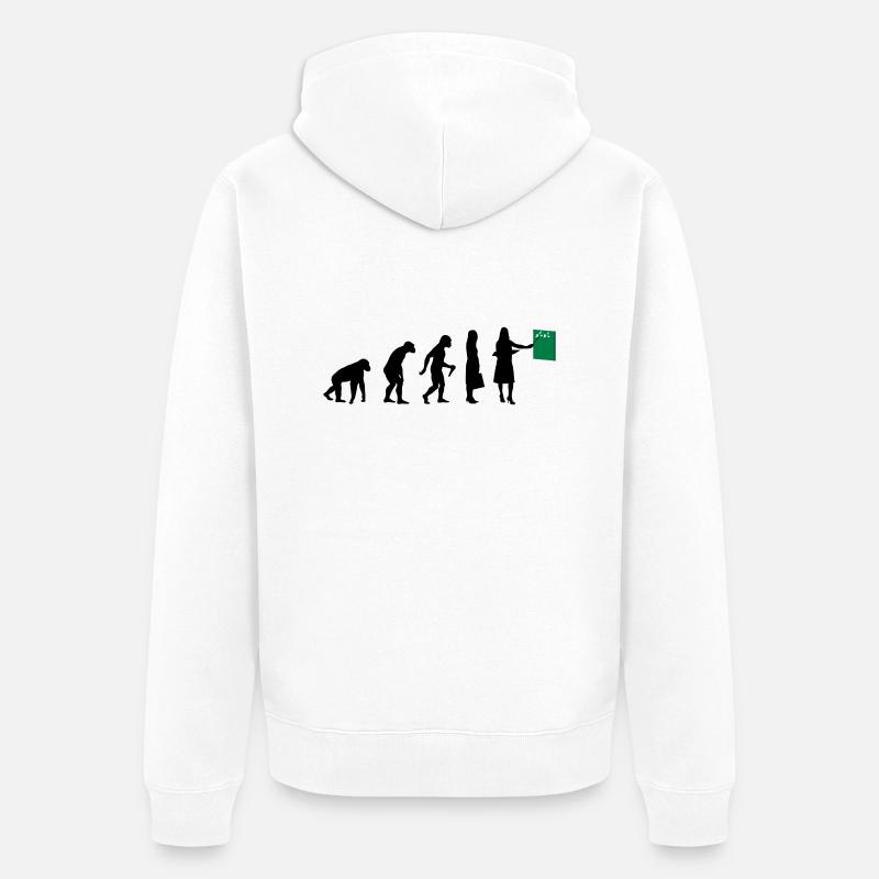 Lehrer Evolution - Unisex Premium Bio Zip Hoodie - Weiß
