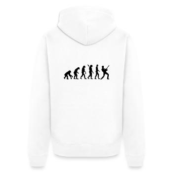 Evolution Rock Musiker - Unisex Premium Bio Zip Hoodie - Weiß - Hinten - Thijin (182cm)
