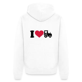 I love Tractor - Unisex Premium Organic Zip Hoodie - white - Back - Thijin (182cm)