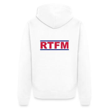 RTFM - Read The Fucking Manual - Unisex Premium Bio Zip Hoodie - Weiß - Hinten - Thijin (182cm)