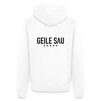 geile_sau__f1 - Unisex Premium Bio Zip Hoodie - Weiß - Hinten - Thijin (182cm)