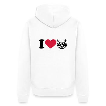 I love Raccoon - Unisex Premium Organic Zip Hoodie - white - Back - Thijin (182cm)