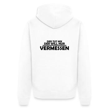 der tut nix der will nur vermessen - Unisex Premium Bio Zip Hoodie - Weiß - Hinten - Thijin (182cm)