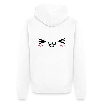 kawaii_face_4 - Unisex Premium Bio Zip Hoodie - Weiß - Hinten - Thijin (182cm)
