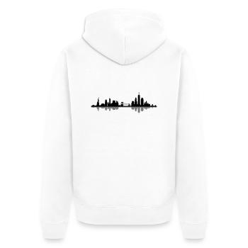 Skyline - New York City - Unisex Premium Bio Zip Hoodie - Weiß - Hinten - Thijin (182cm)