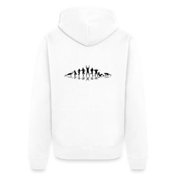 Sport - Gruppe Fitness - Unisex Premium Bio Zip Hoodie - Weiß - Hinten - Thijin (182cm)