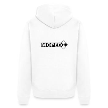Moped Logo (2c) - Unisex Premium Bio Zip Hoodie - Weiß - Hinten - Thijin (182cm)