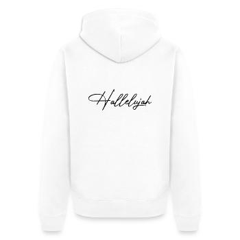 Hallelujah - Christliche Designs - Bibel - Gott - Unisex Premium Bio Zip Hoodie - Weiß - Hinten - Thijin (182cm)
