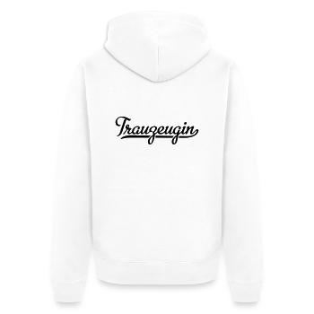 Trauzeugin - Unisex Premium Bio Zip Hoodie - Weiß - Hinten - Thijin (182cm)