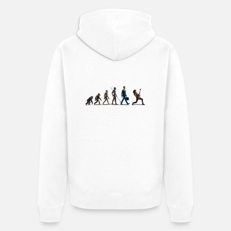 Evolution Guitar Player - Unisex Premium Bio Zip Hoodie - Weiß