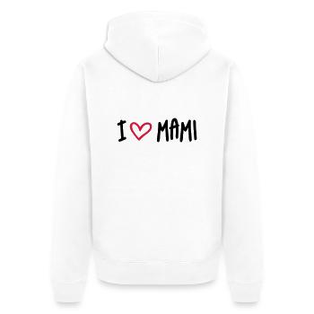 I Love Mami - Unisex Premium Bio Zip Hoodie - Weiß - Hinten - Thijin (182cm)