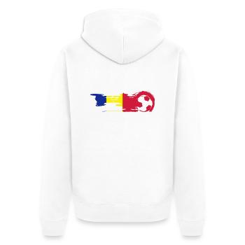 Feuerfußball Romania - Unisex Premium Bio Zip Hoodie - Weiß - Hinten - Thijin (182cm)