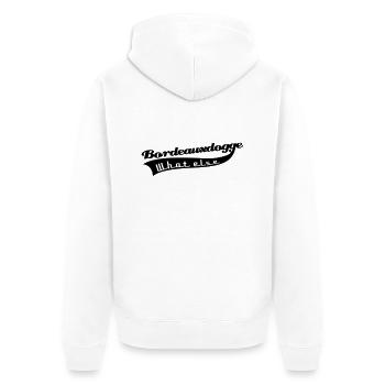 Bordeauxdogge - Unisex Premium Bio Zip Hoodie - Weiß - Hinten - Thijin (182cm)