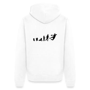 Handball-Sport-Evolution der Menschenrechte - Unisex Premium Bio Zip Hoodie - Weiß - Hinten - Thijin (182cm)