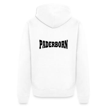 Lettrage Paderborn - Veste à capuche bio Premium Unisexe - blanc - Dos - Thijin (182cm)
