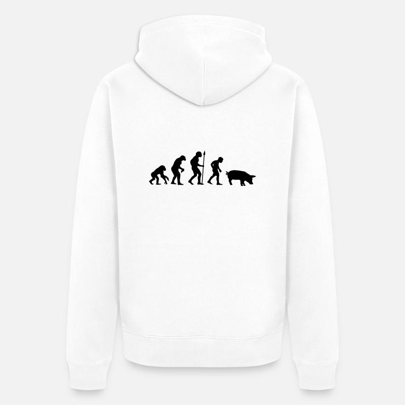 evolution__pig__f1 - Veste à capuche bio Premium Unisexe - blanc
