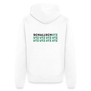 Schallschutz UTZ UTZ UTZ zweifarbig - Unisex Premium Bio Zip Hoodie - Weiß - Hinten - Thijin (182cm)