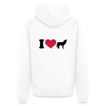 I love Wolf - Unisex Premium Organic Zip Hoodie - white - Back - Thijin (182cm)