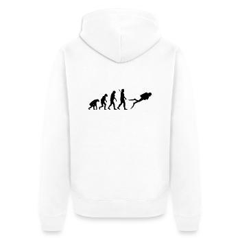 Evolution Tauchen - Unisex Premium Bio Zip Hoodie - Weiß - Hinten - Thijin (182cm)