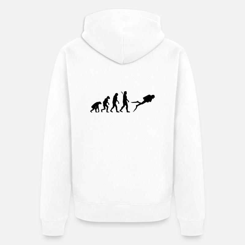 Evolution Tauchen - Unisex Premium Bio Zip Hoodie - Weiß