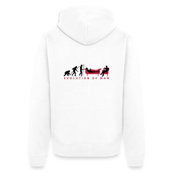 evolution_therapeut_psychologe_11_2016_c - Unisex Premium Bio Zip Hoodie - Weiß - Hinten - Thijin (182cm)