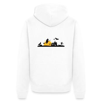 Halloween - Schloss, Hexe und Friedhof - Unisex Premium Bio Zip Hoodie - Weiß - Hinten - Thijin (182cm)
