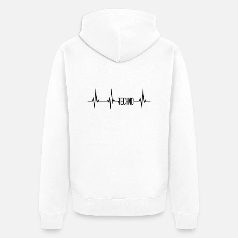 Heartbeat Pulse Techno - Veste à capuche bio Premium Unisexe - blanc