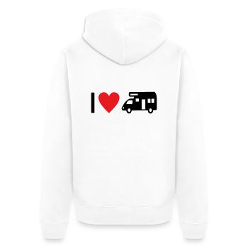 I love Camping - Unisex Premium Bio Zip Hoodie - Weiß - Hinten - Thijin (182cm)