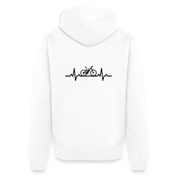 Heartbeat ebike - Unisex Premium Bio Zip Hoodie - Weiß - Hinten - Thijin (182cm)