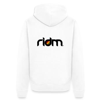 ridm logo - Unisex Premium Bio Zip Hoodie - Weiß - Hinten - Thijin (182cm)