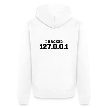 i hacked 127.0.0.1 - Unisex Premium Bio Zip Hoodie - Weiß - Hinten - Thijin (182cm)