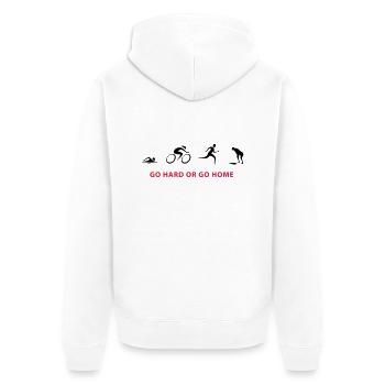 Triathlon GO HARD - Unisex Premium Bio Zip Hoodie - Weiß - Hinten - Thijin (182cm)