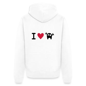 i-love-monster-strampler - Unisex Premium Bio Zip Hoodie - Weiß - Hinten - Thijin (182cm)