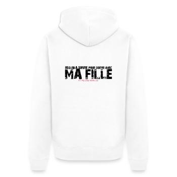 Règle à suivre pour sortir avec ma fille - Veste à capuche bio Premium Unisexe - blanc - Dos - Thijin (182cm)