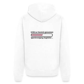 Kritik zur Kenntnis genommen - Unisex Premium Bio Zip Hoodie - Weiß - Hinten - Thijin (182cm)